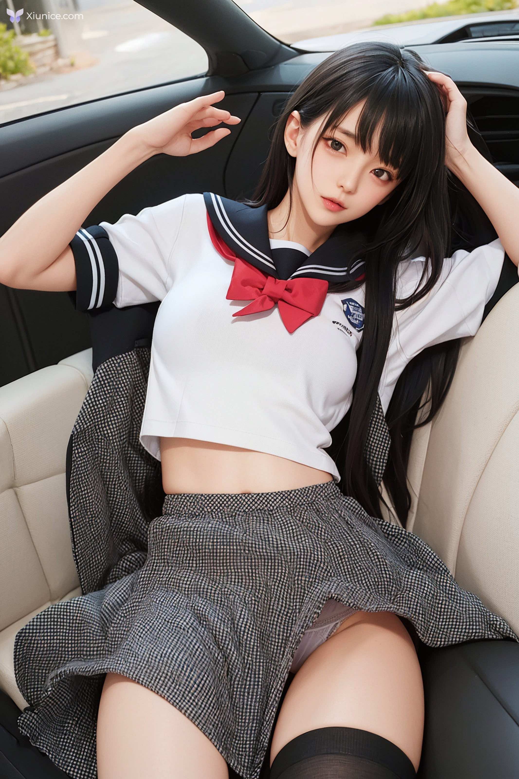 AI Girl AI美女车内丝袜露出无码图集 第92张
