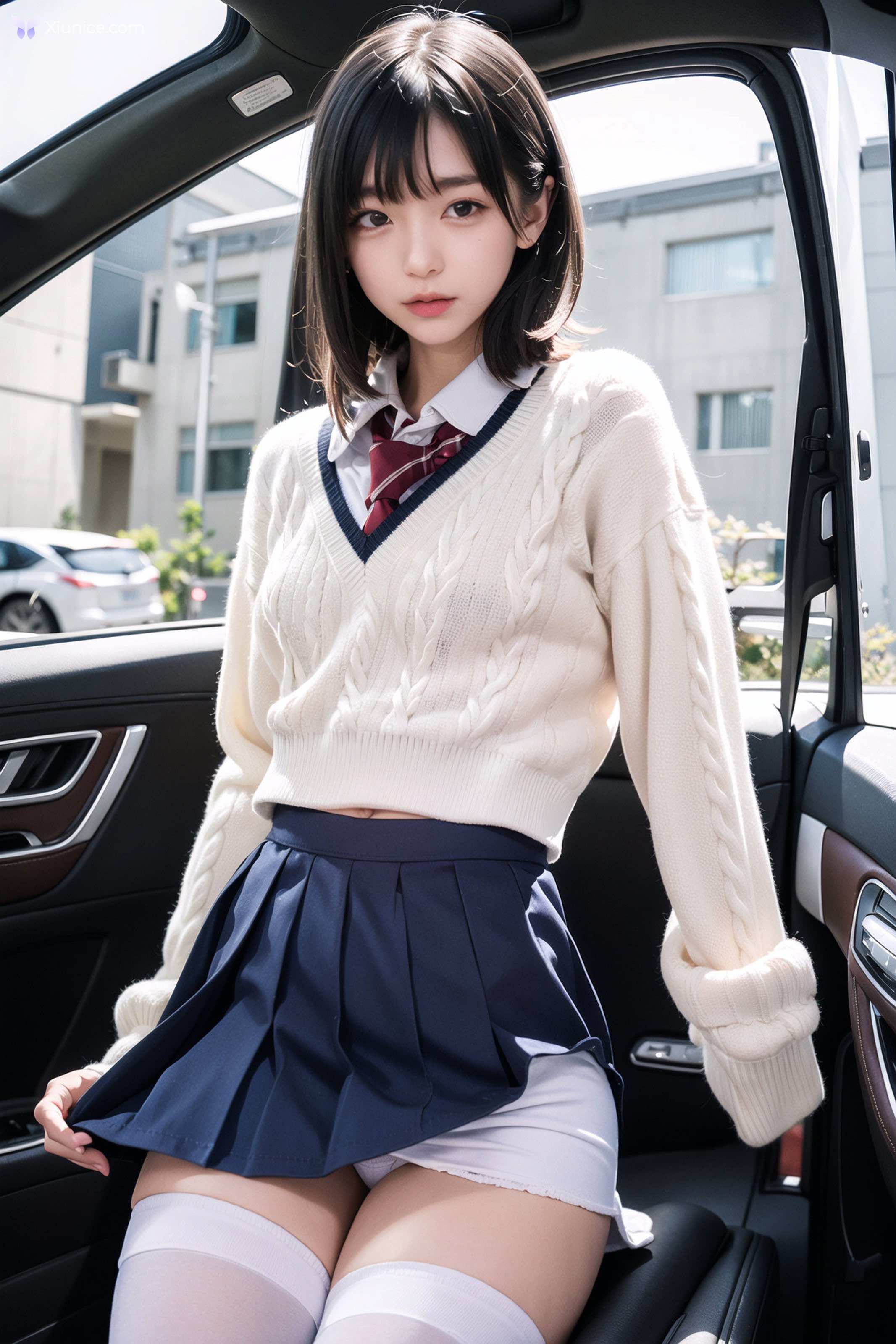 AI Girl AI美女车内丝袜露出无码图集 第29张
