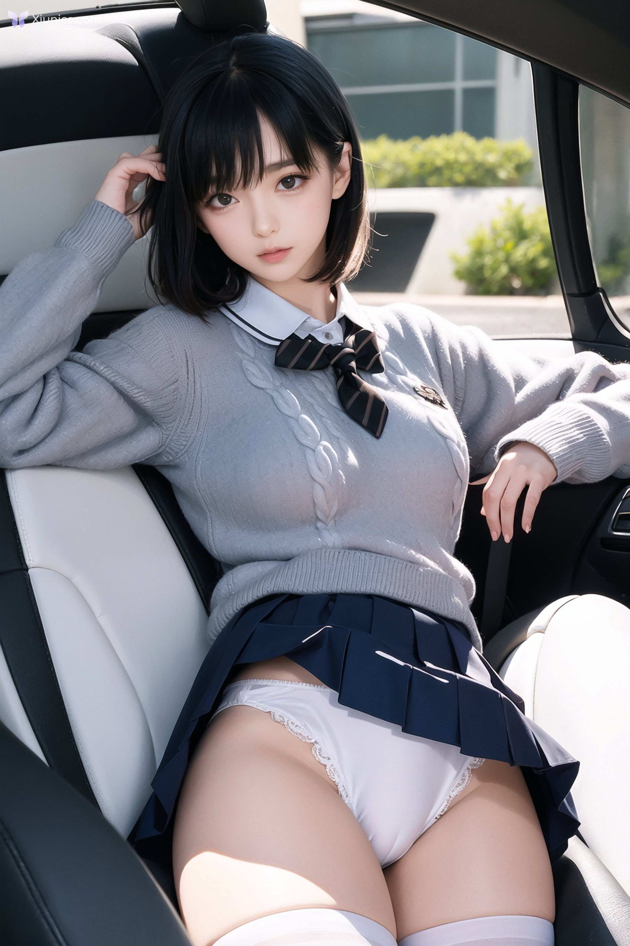 AI Girl AI美女车内丝袜露出无码图集 第61张