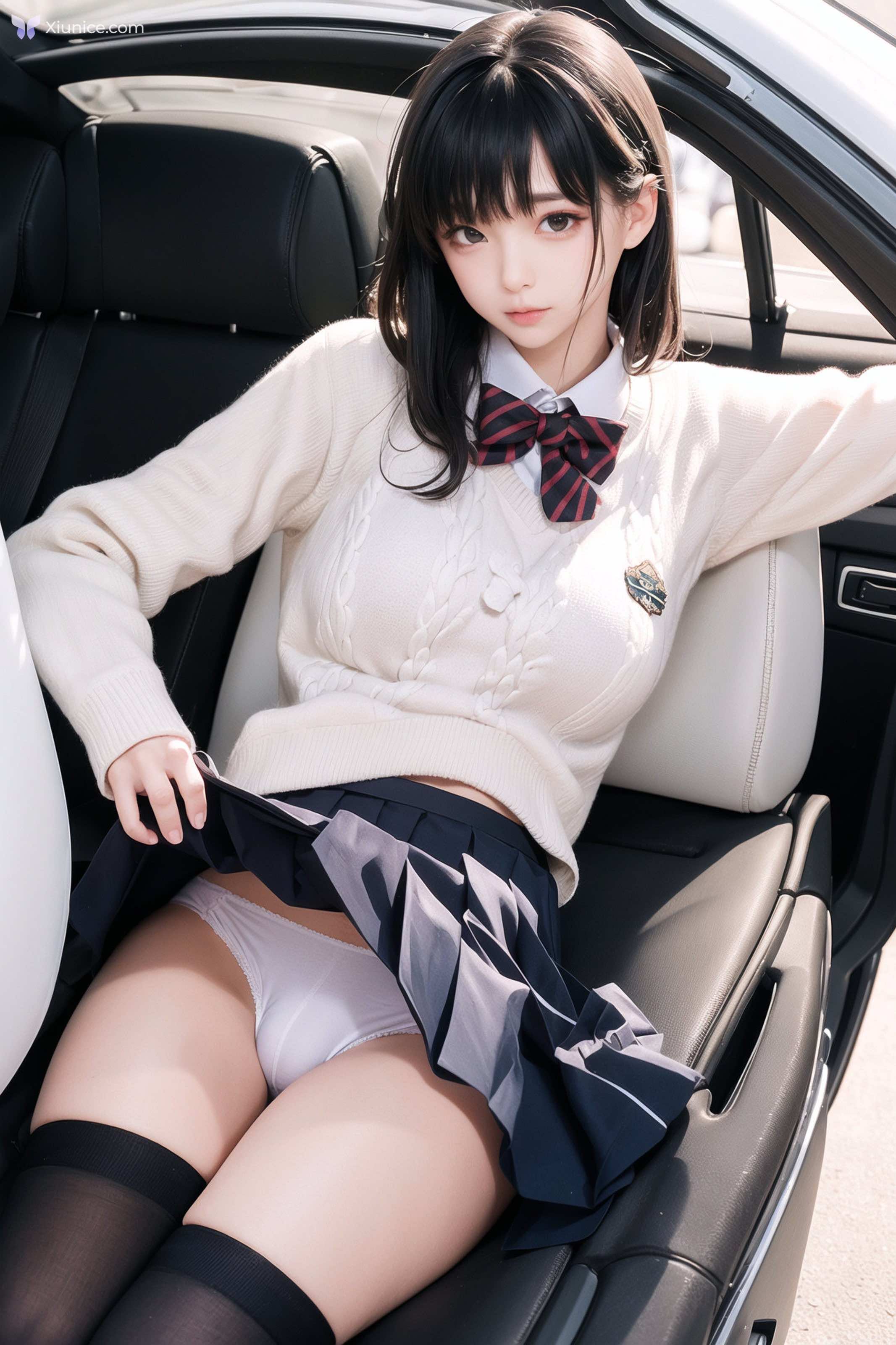 AI Girl AI美女车内丝袜露出无码图集 第56张