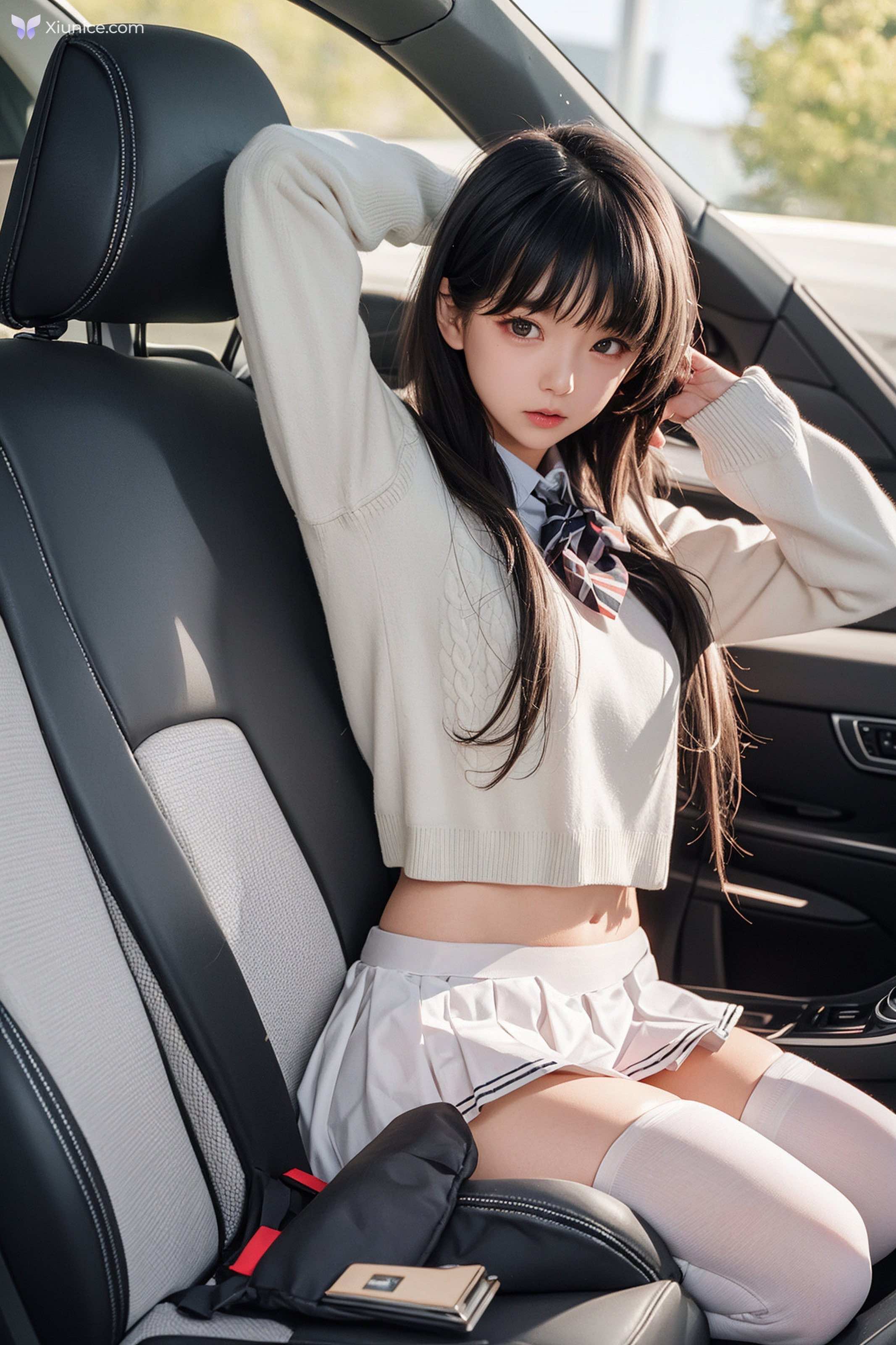 AI Girl AI美女车内丝袜露出无码图集 第74张
