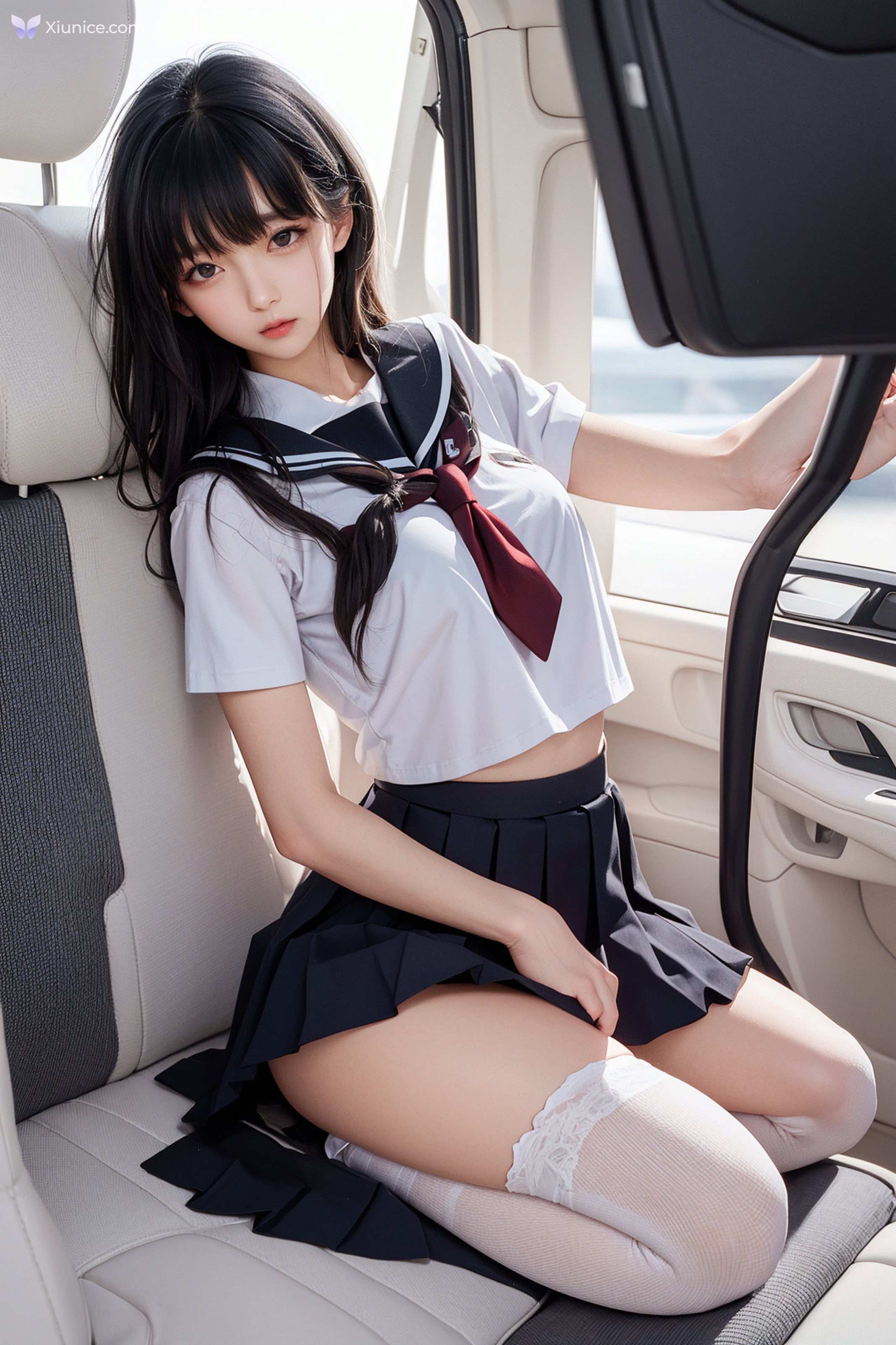 AI Girl AI美女车内丝袜露出无码图集 第89张