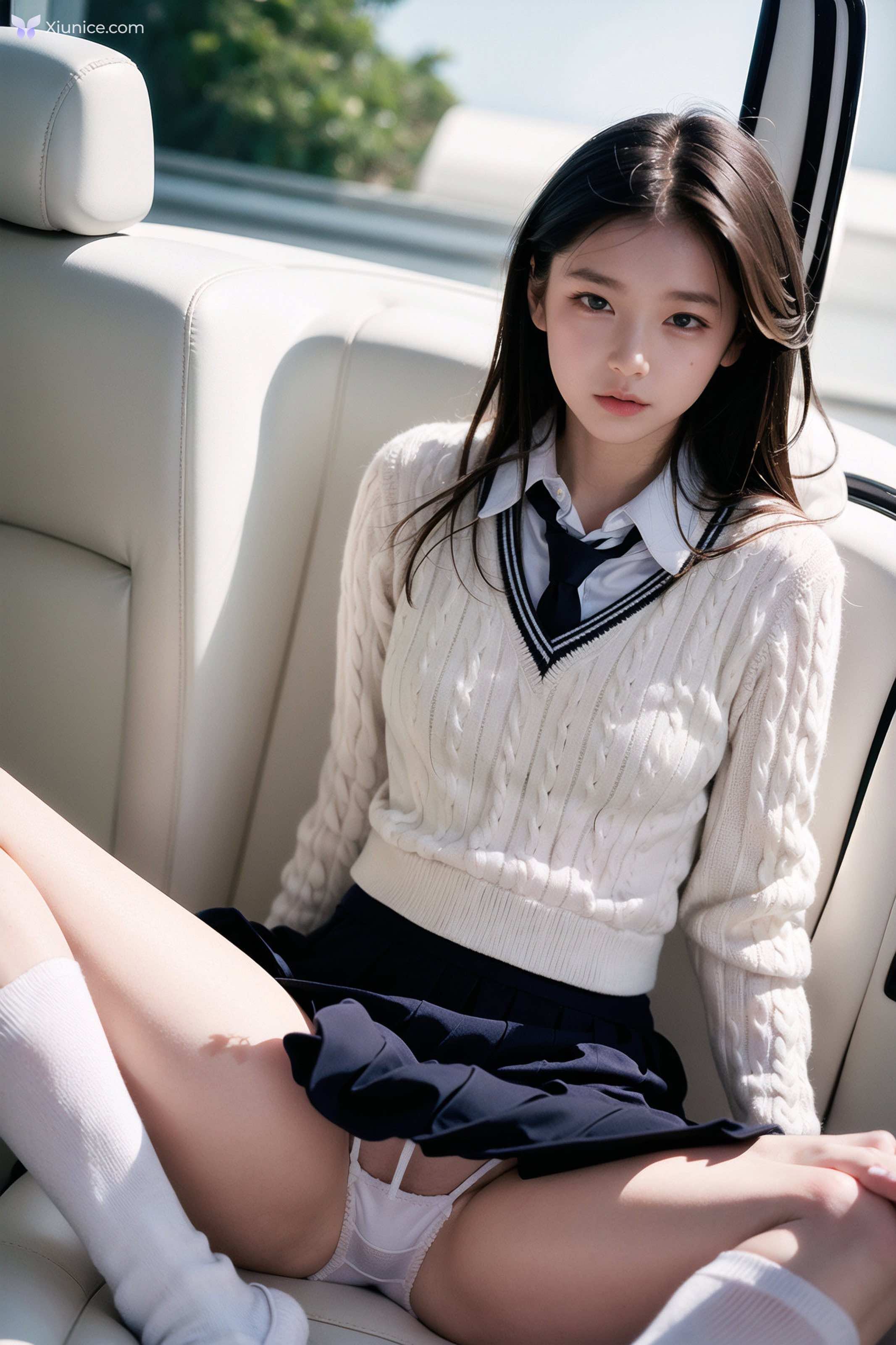 AI Girl AI美女车内丝袜露出无码图集 第20张