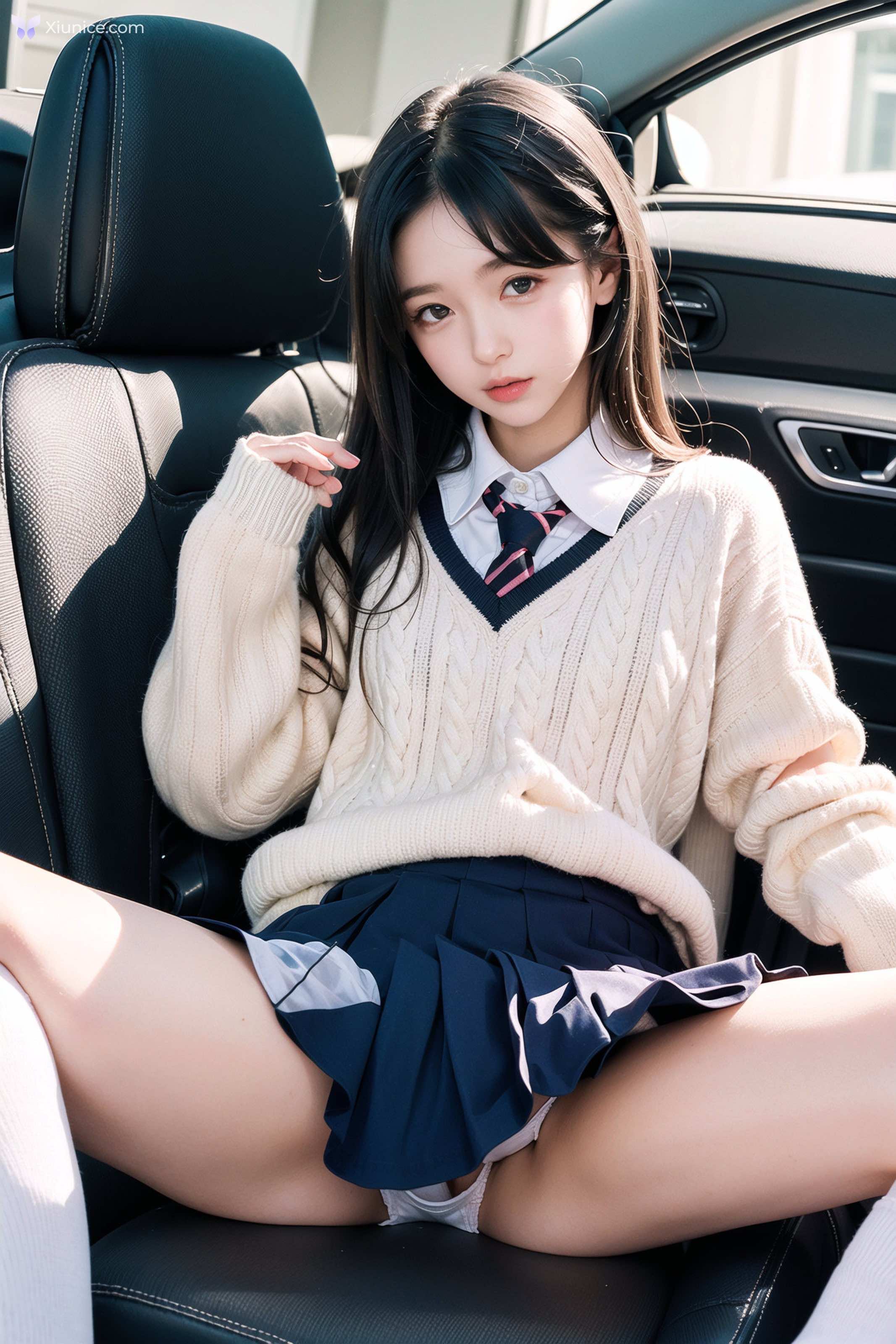 AI Girl AI美女车内丝袜露出无码图集 第17张