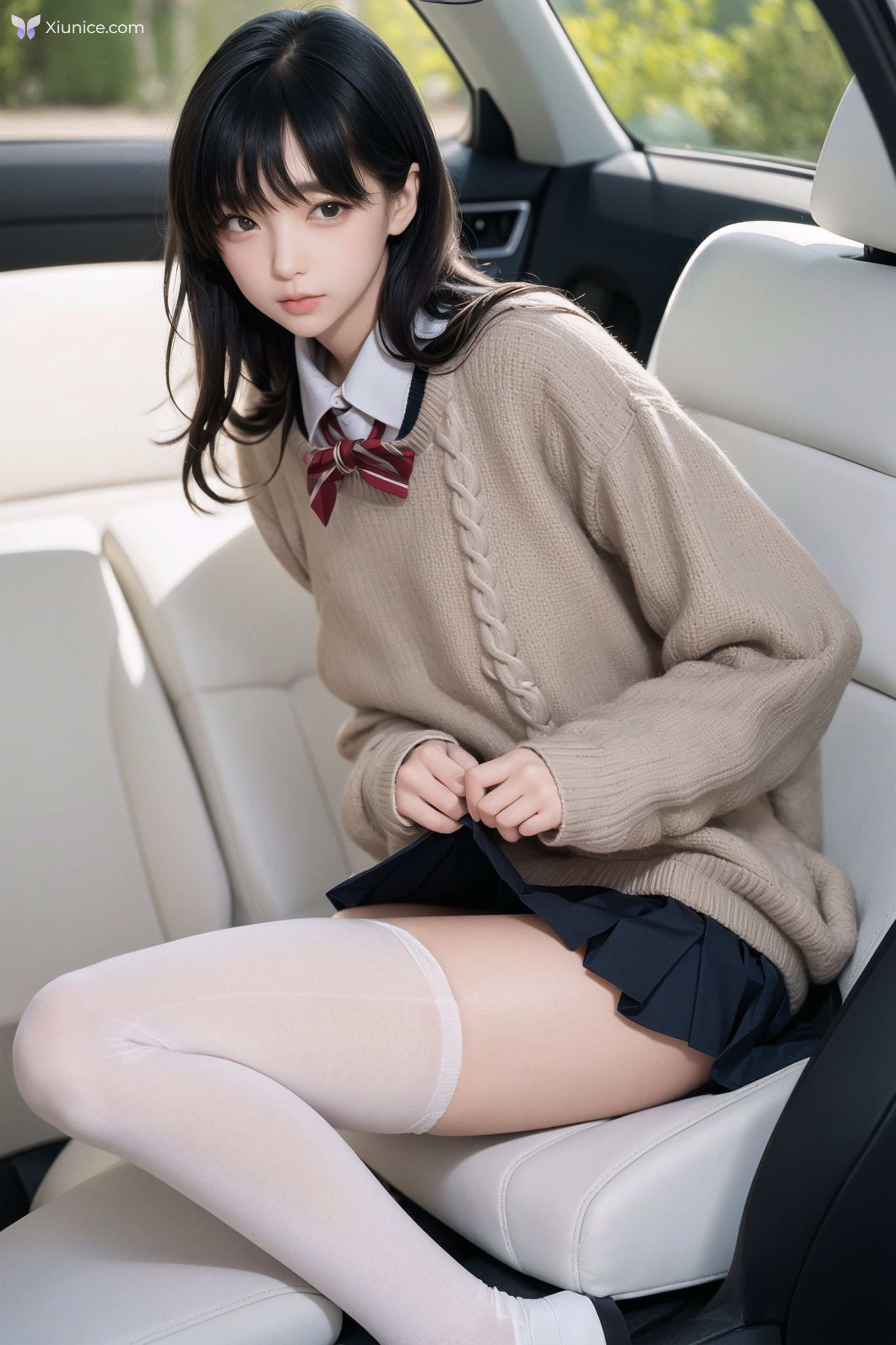 AI Girl AI美女车内丝袜露出无码图集 第63张