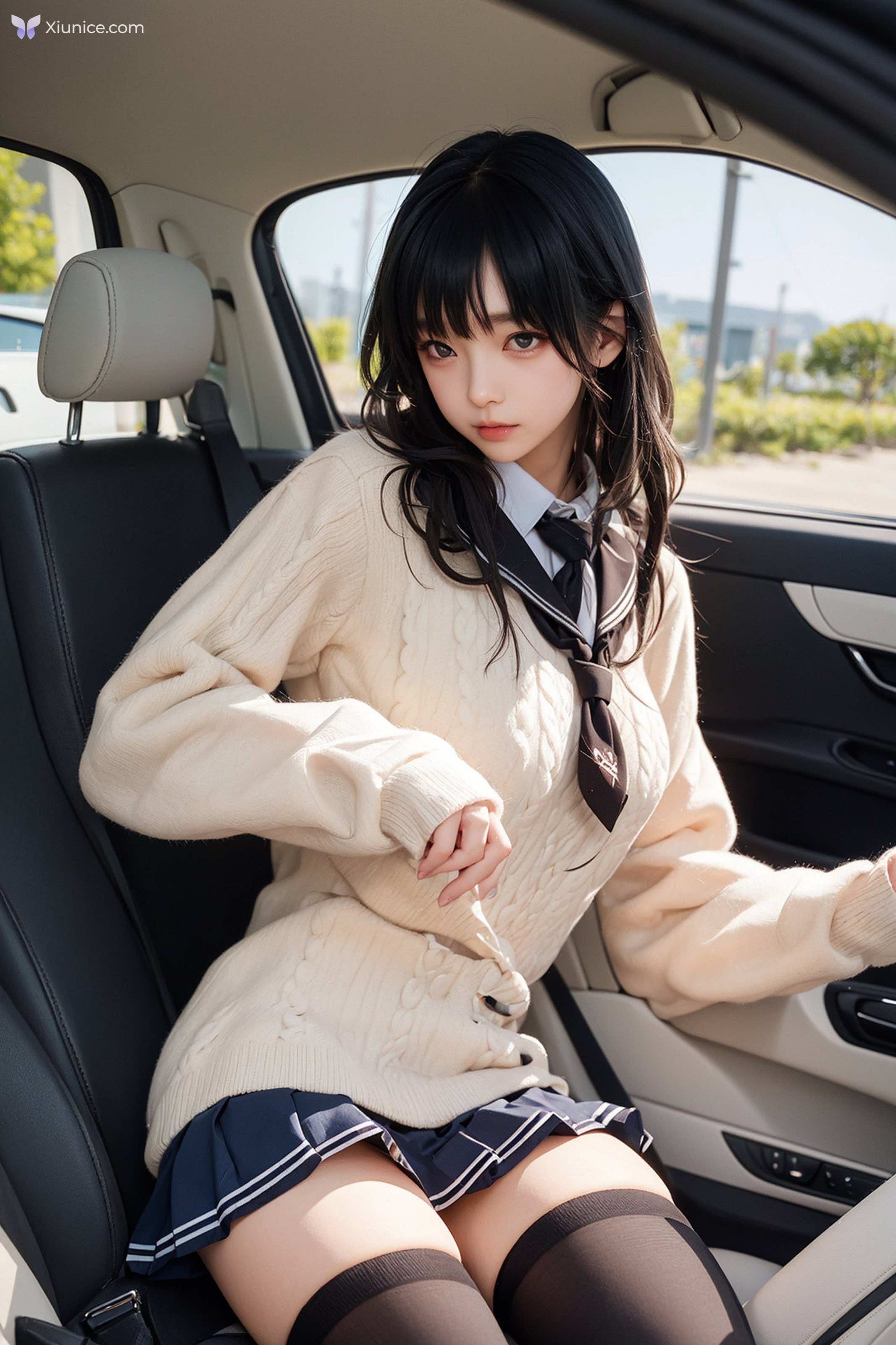AI Girl AI美女车内丝袜露出无码图集 第72张