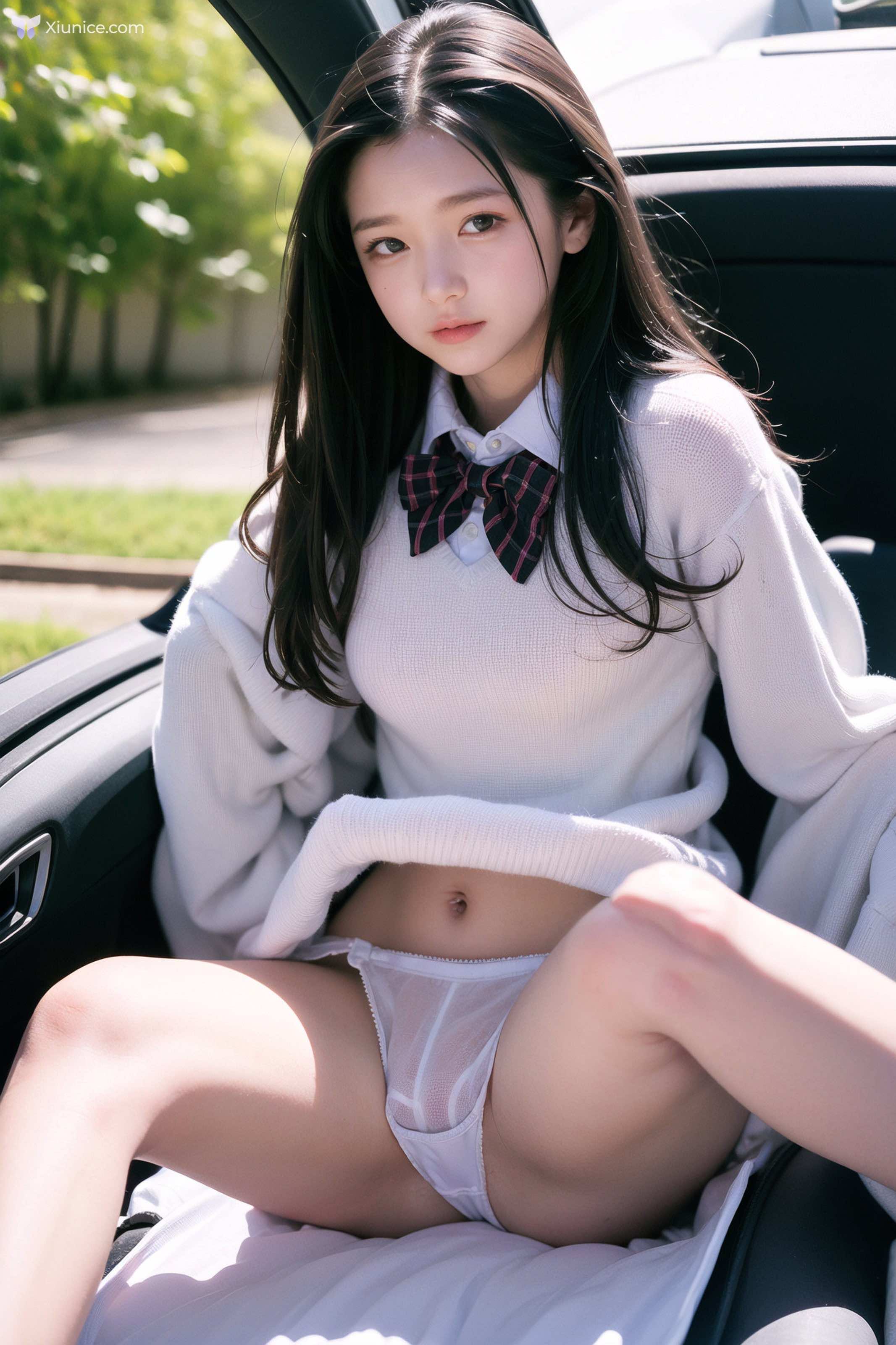 AI Girl AI美女车内丝袜露出无码图集 第22张
