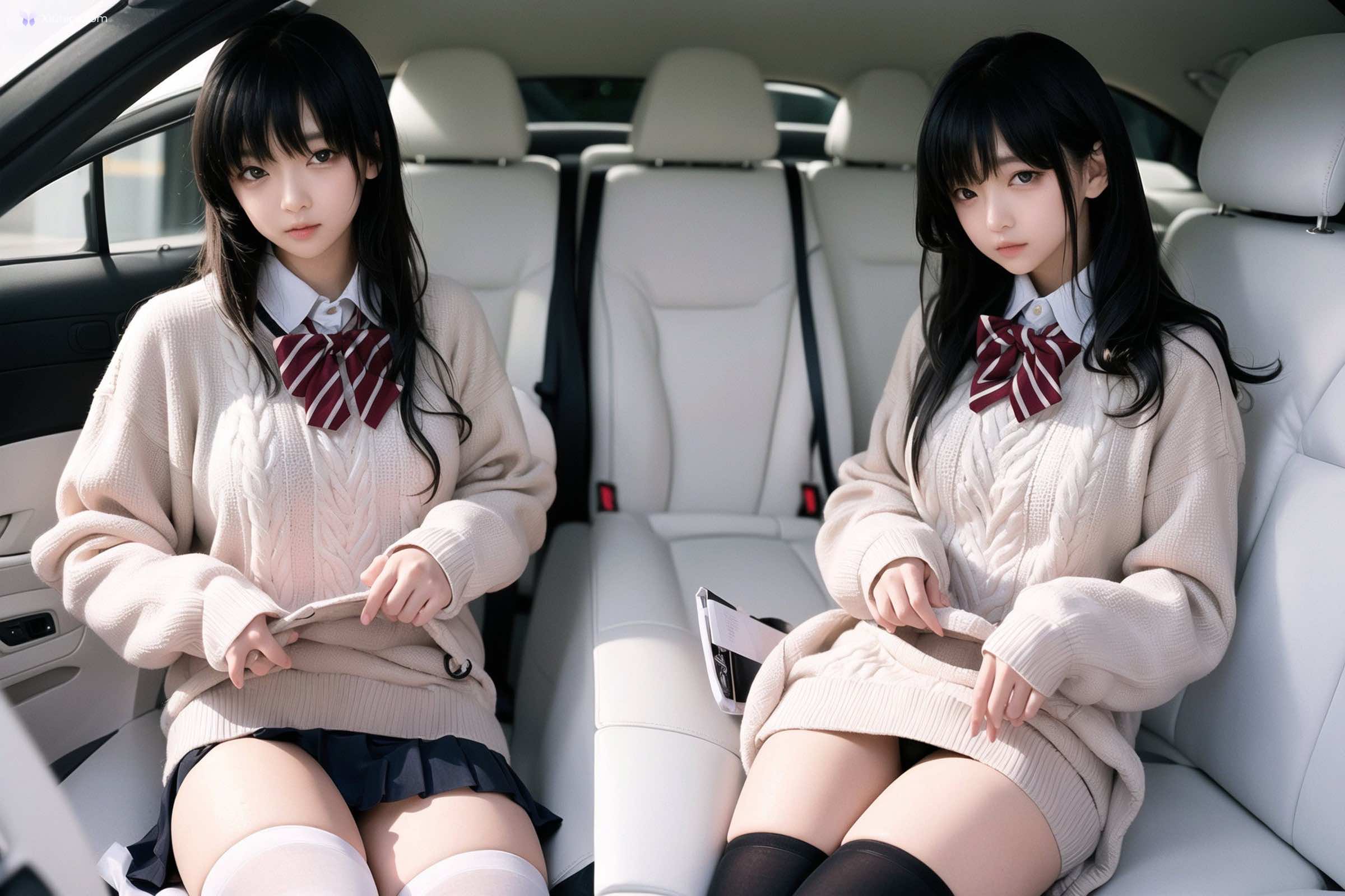 AI Girl AI美女车内丝袜露出无码图集 第65张