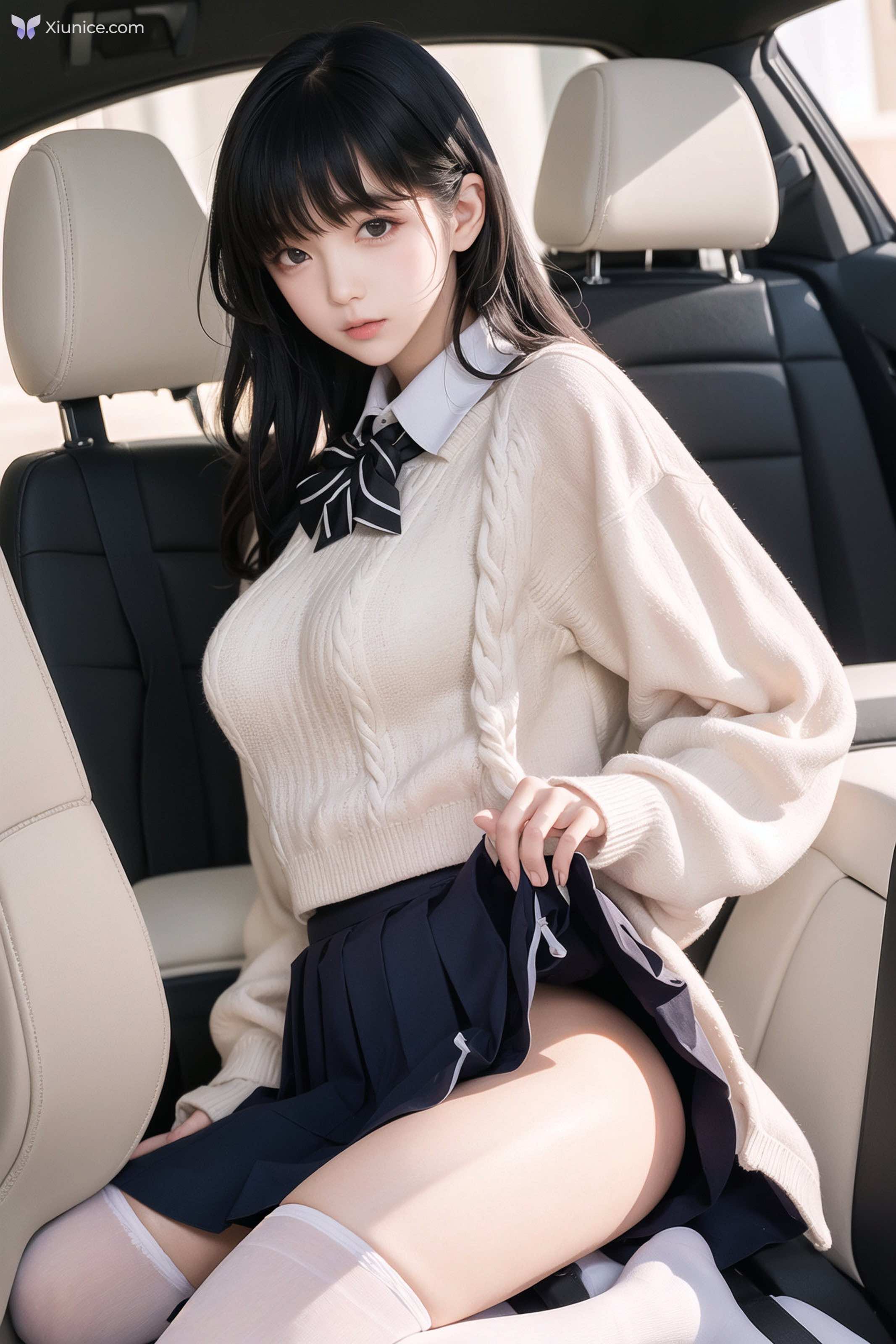 AI Girl AI美女车内丝袜露出无码图集 第69张