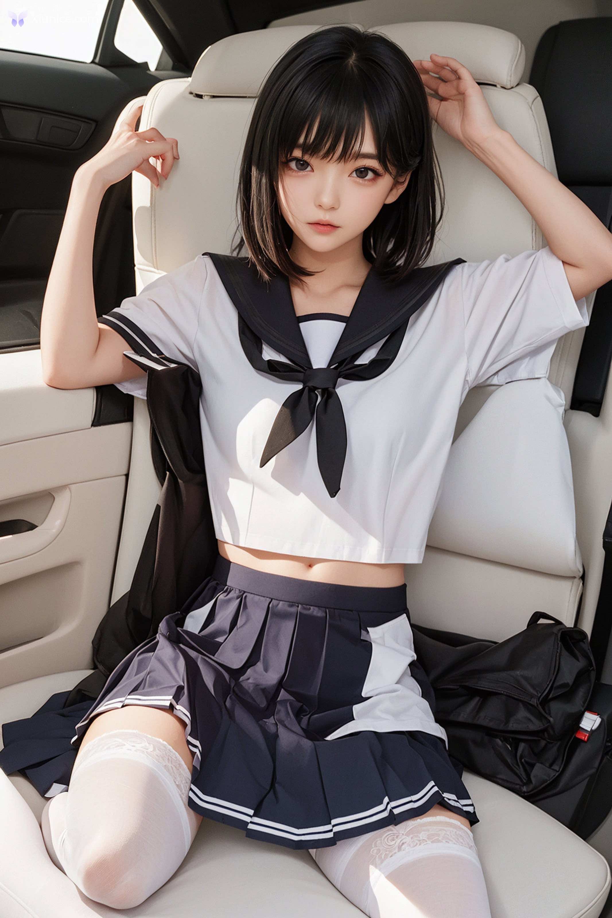 AI Girl AI美女车内丝袜露出无码图集 第88张