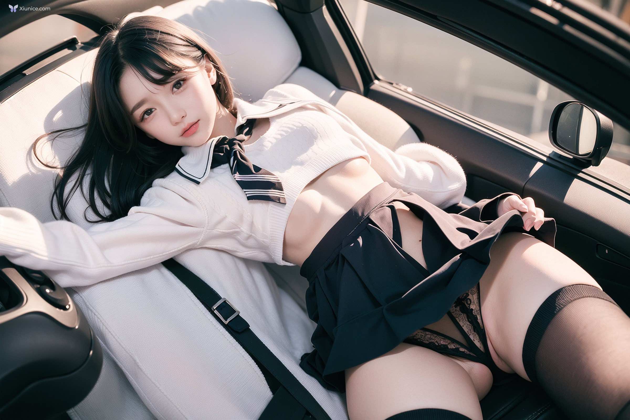 AI Girl AI美女车内丝袜露出无码图集 第39张