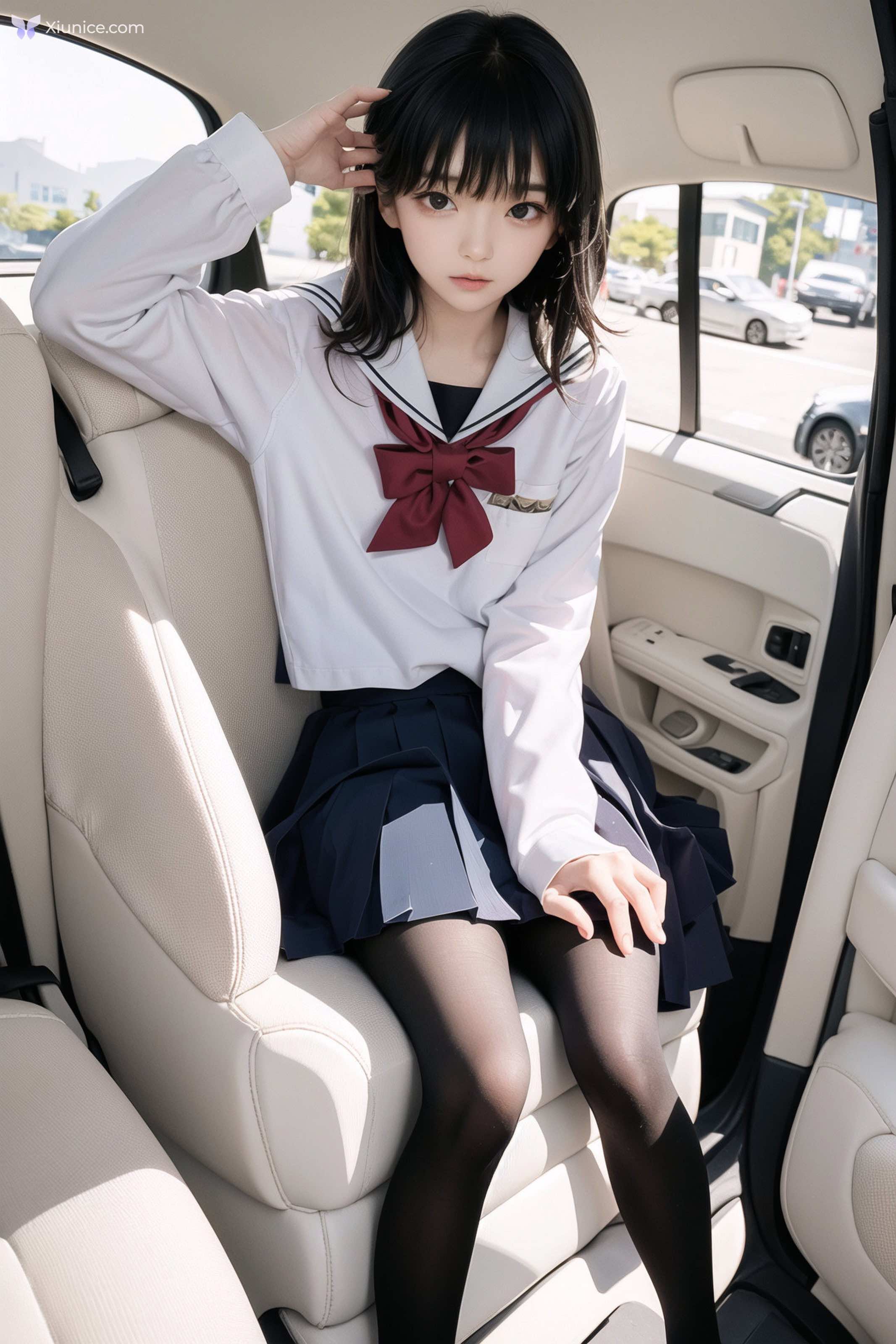 AI Girl AI美女车内丝袜露出无码图集 第47张