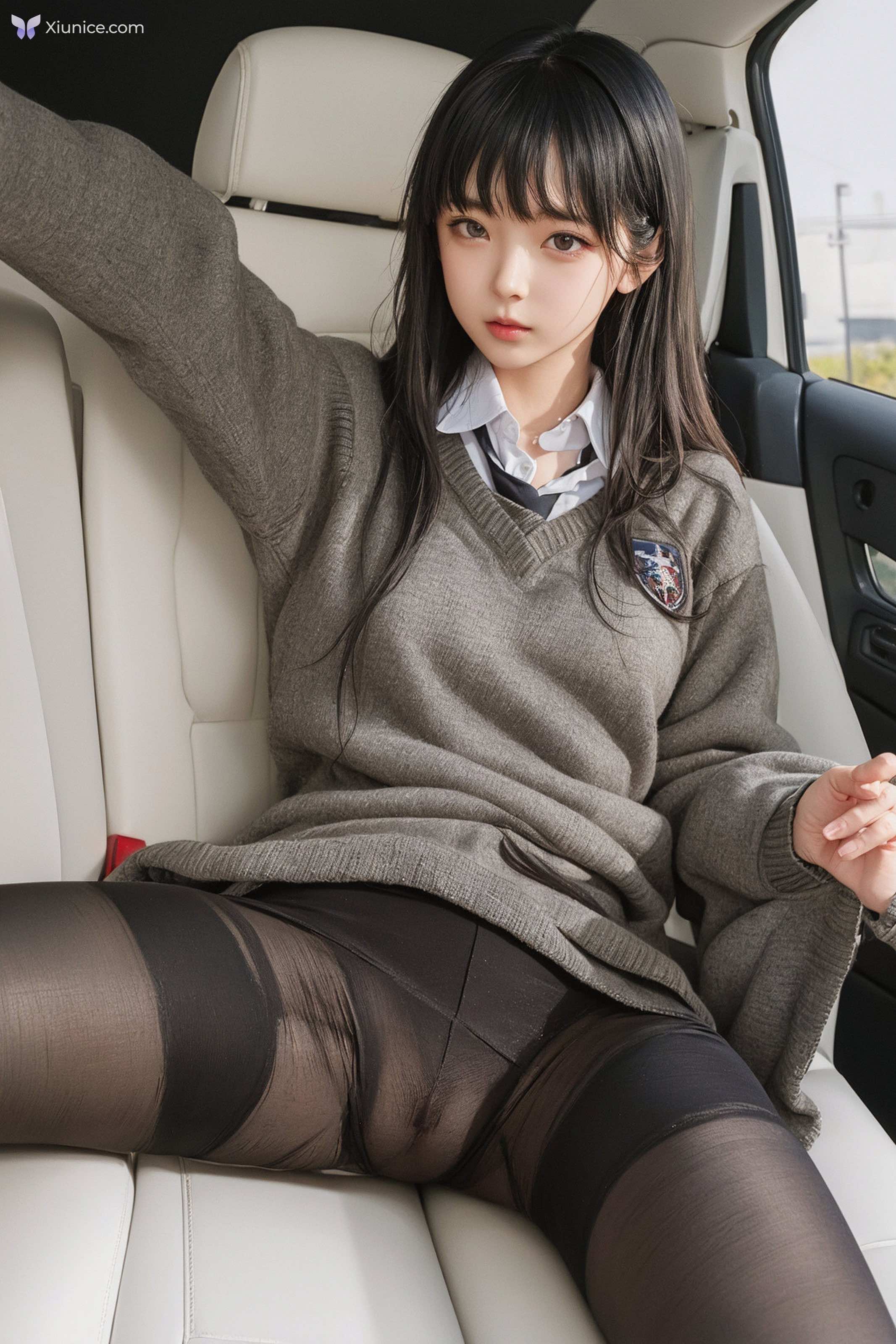 AI Girl AI美女车内丝袜露出无码图集 第150张