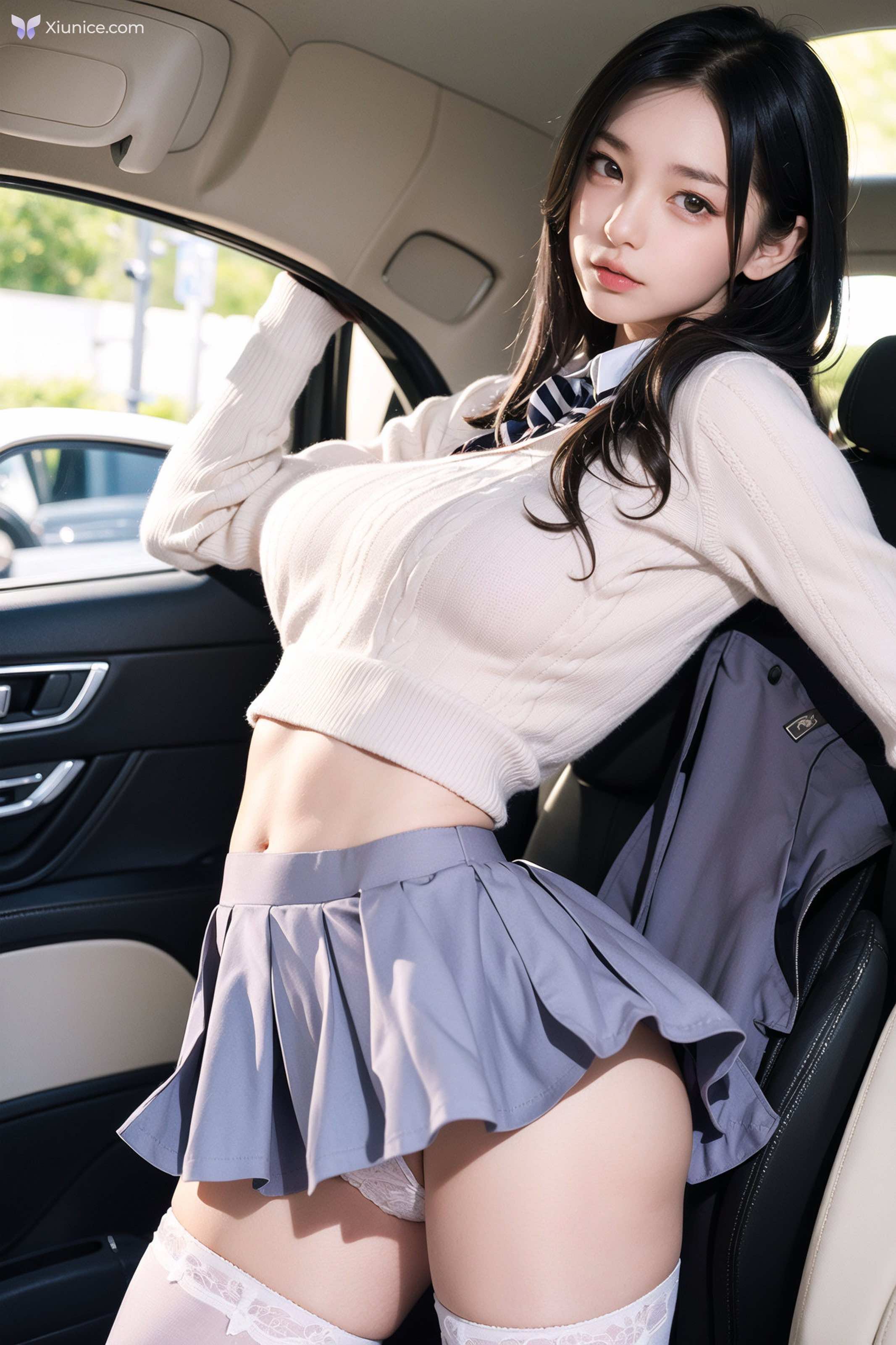 AI Girl AI美女车内丝袜露出无码图集 第41张