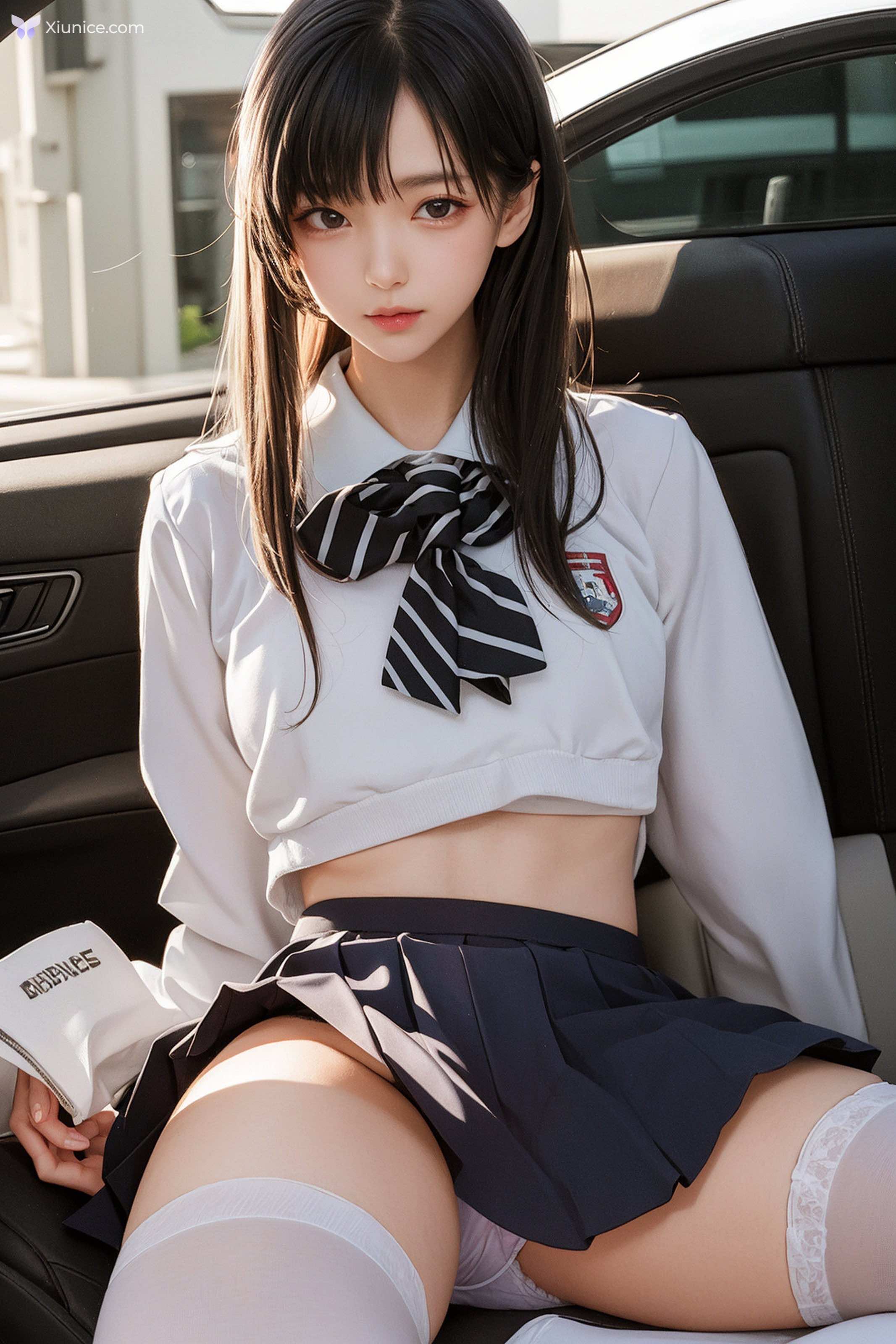 AI Girl AI美女车内丝袜露出无码图集 第93张