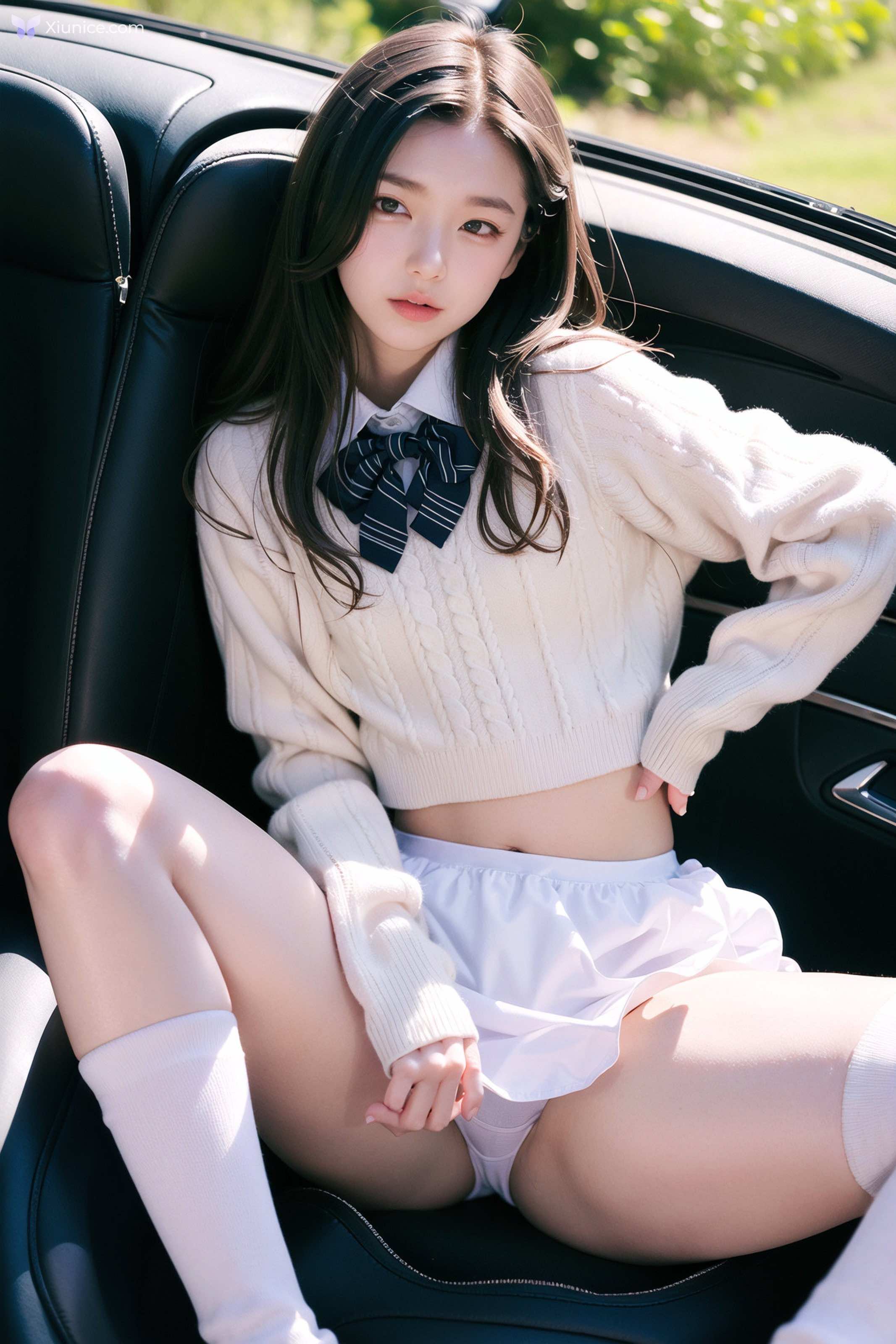 AI Girl AI美女车内丝袜露出无码图集 第19张