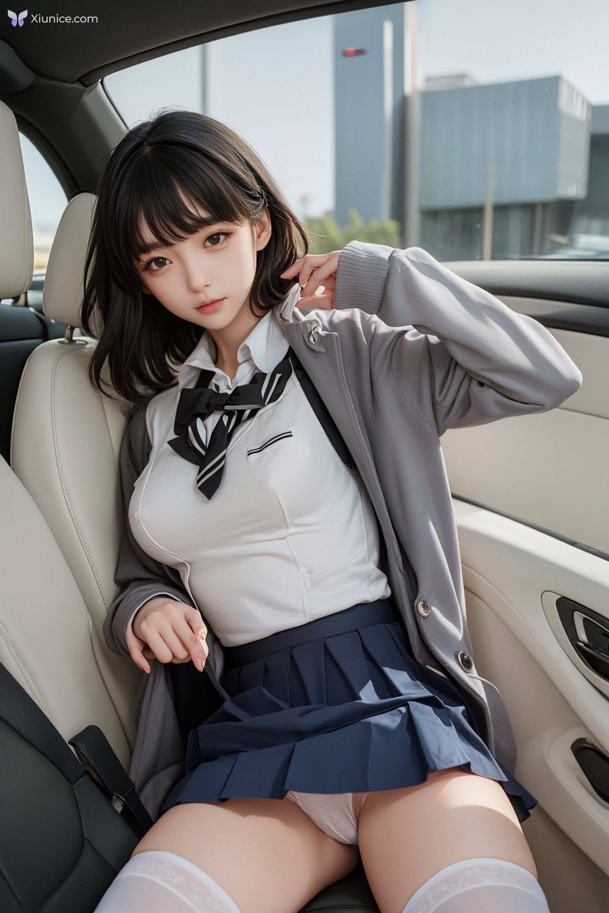 AI Girl AI美女车内丝袜露出无码图集 第97张