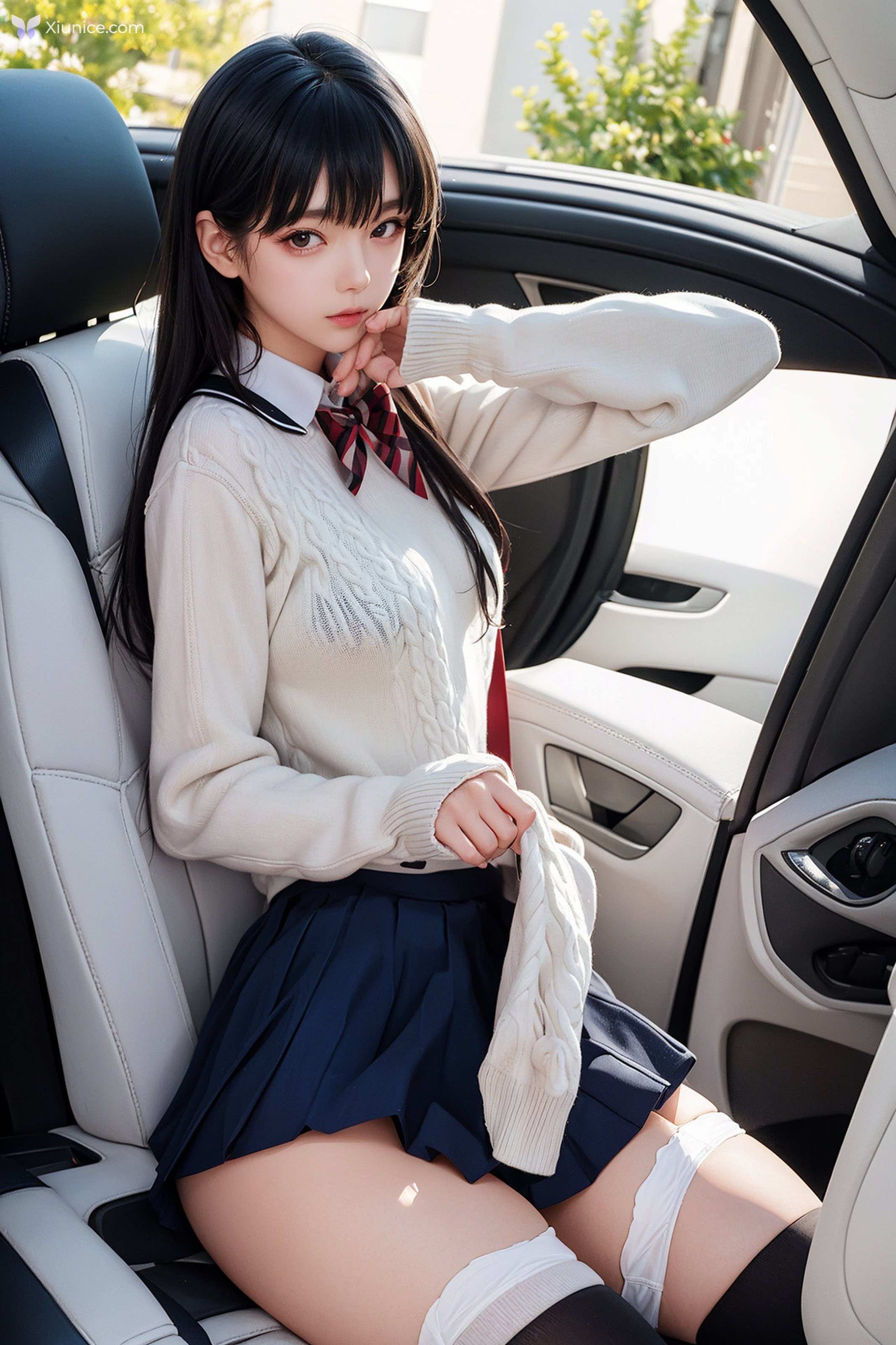 AI Girl AI美女车内丝袜露出无码图集 第86张