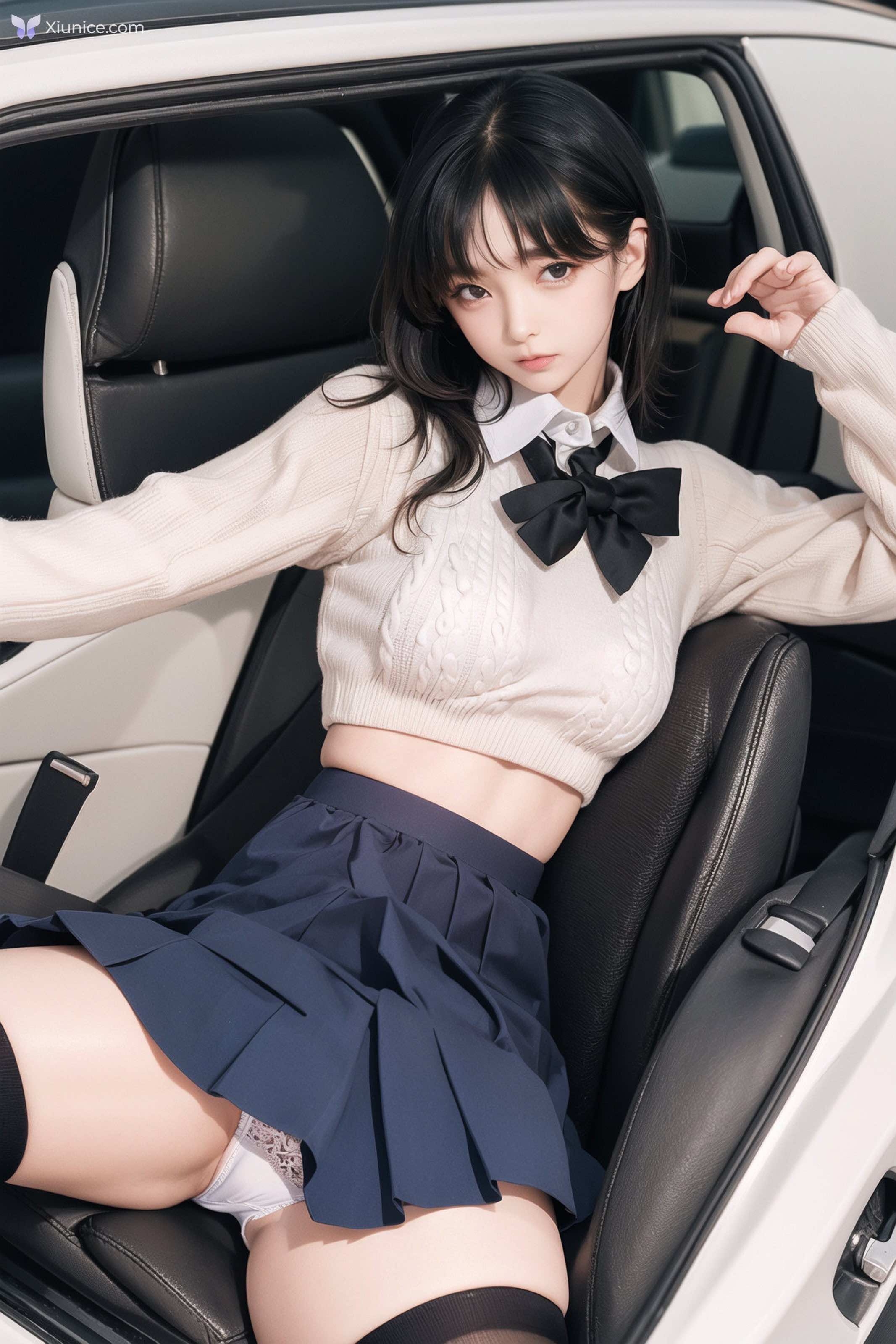 AI Girl AI美女车内丝袜露出无码图集 第43张