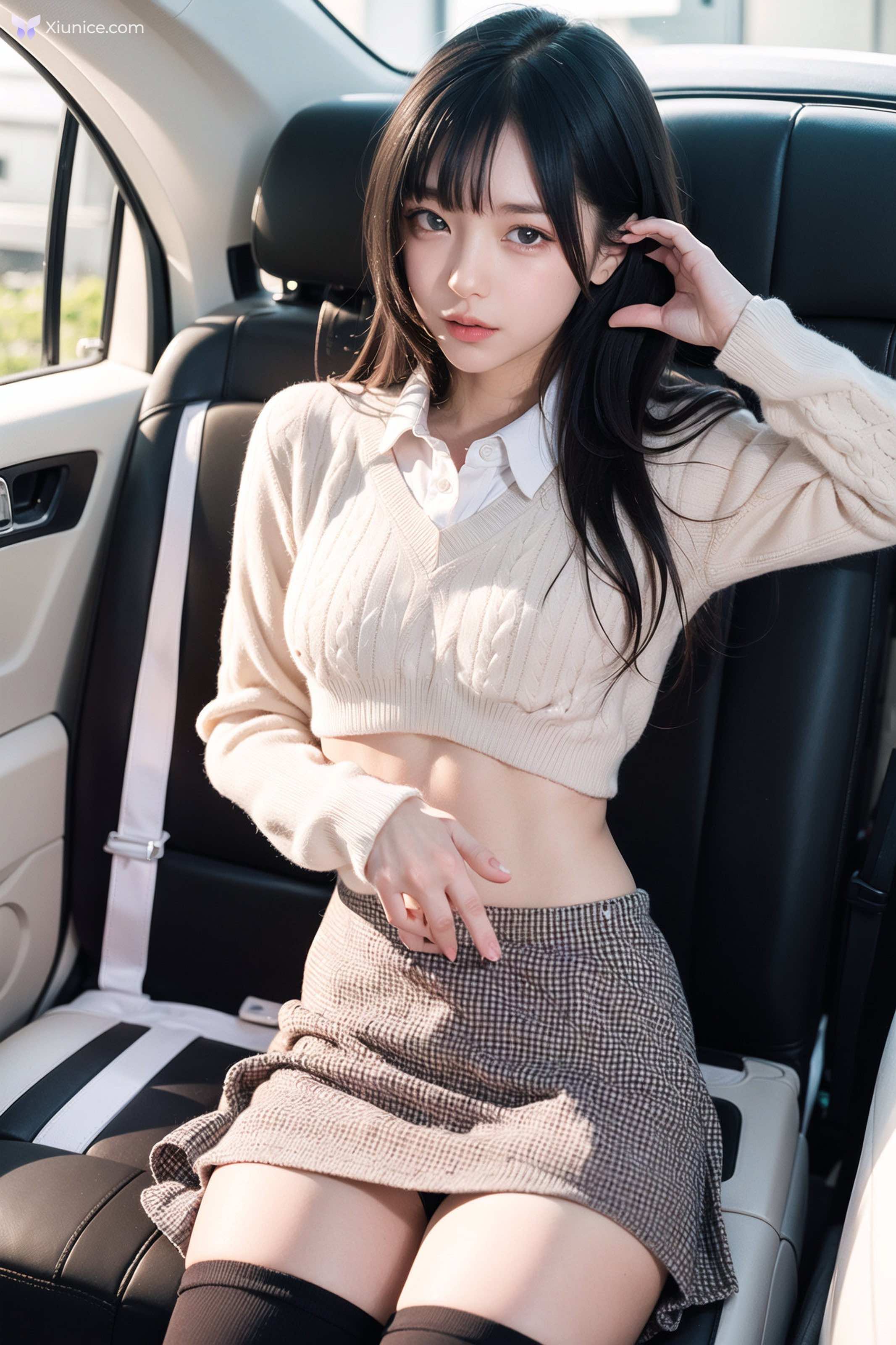 AI Girl AI美女车内丝袜露出无码图集 第37张