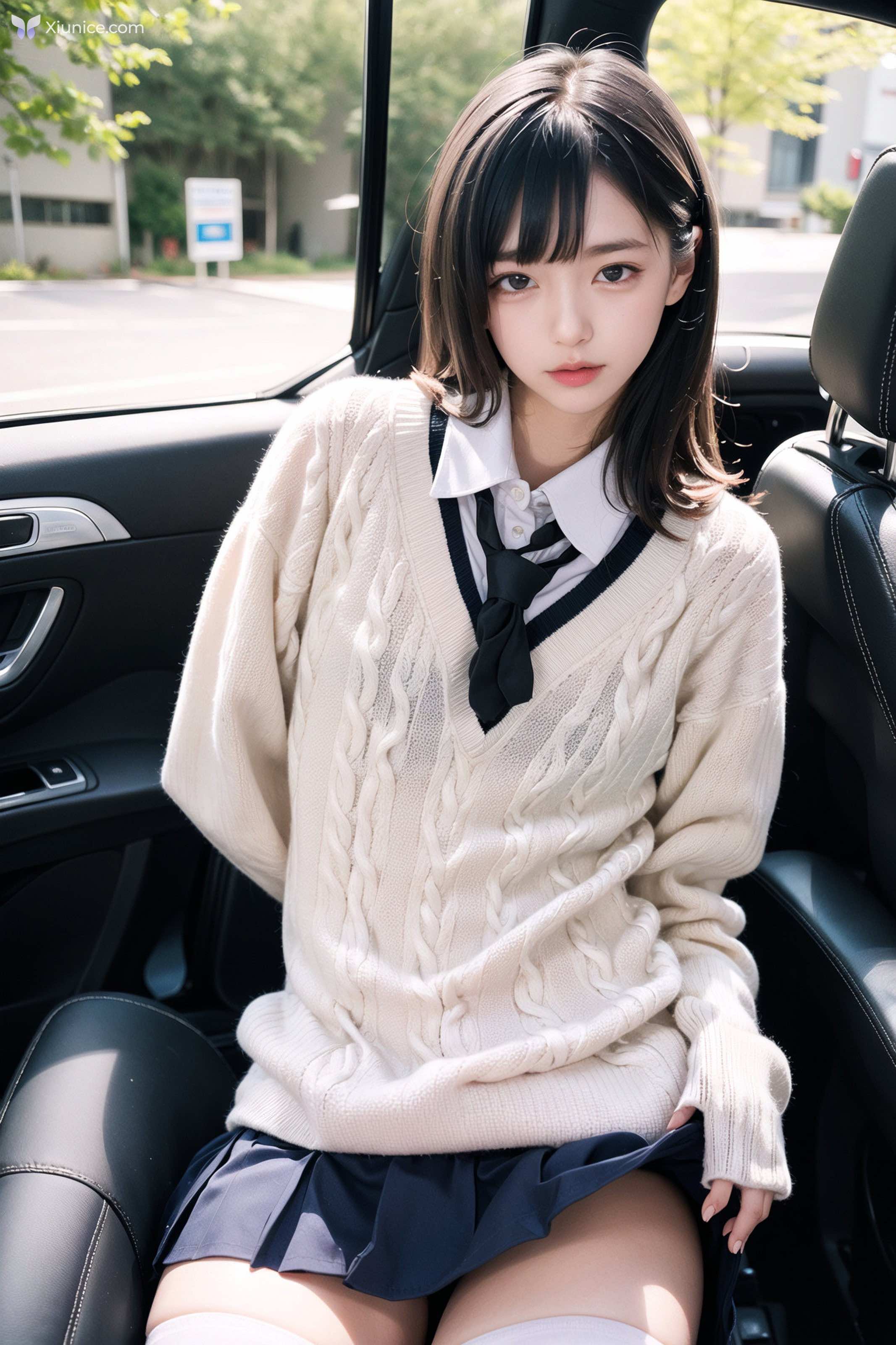 AI Girl AI美女车内丝袜露出无码图集 第32张
