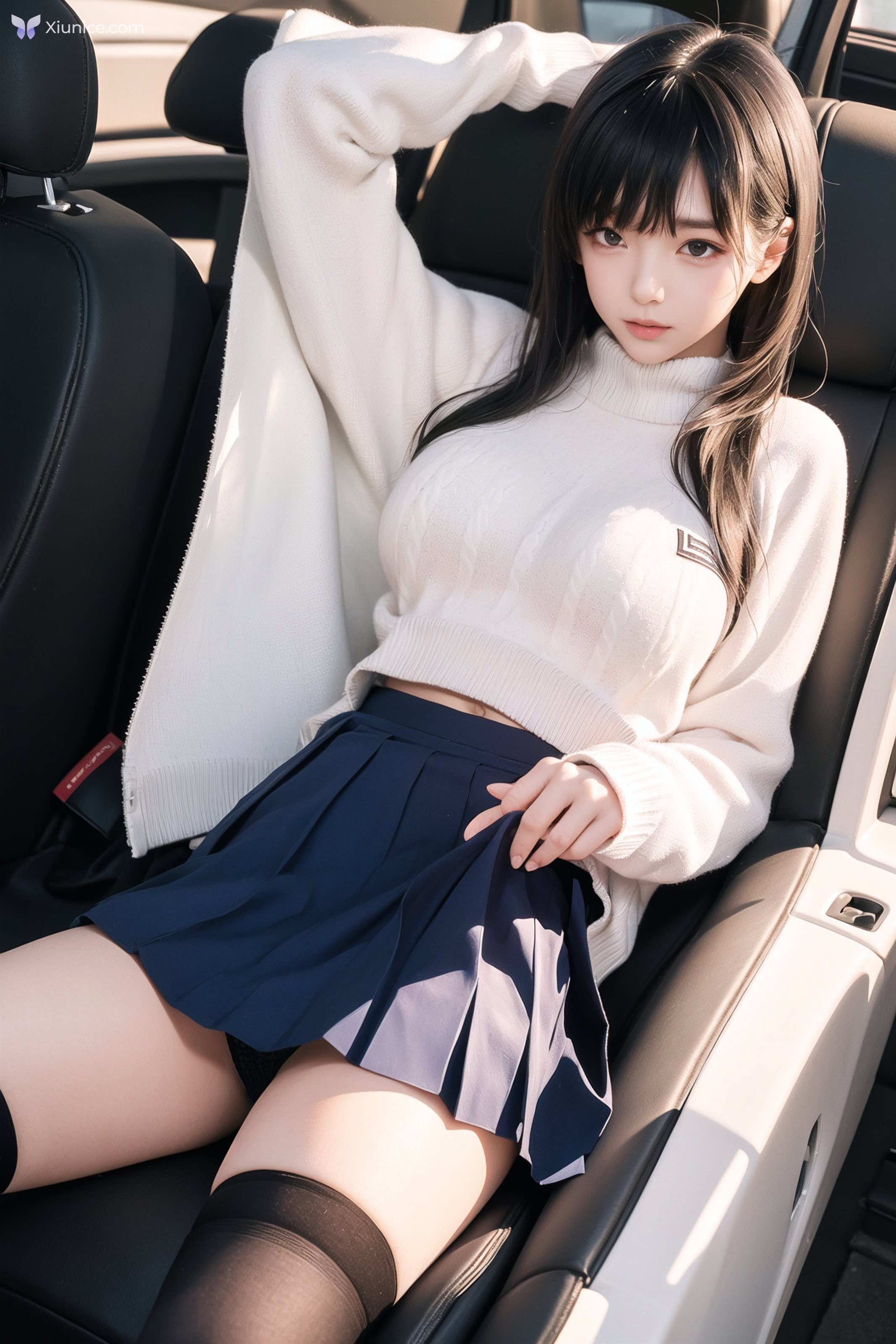AI Girl AI美女车内丝袜露出无码图集 第58张